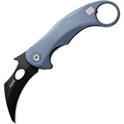 LionSTEEL TLE2AIB LEone Black PVD Bohler Karambit Mid Framelock Knife Ice Blue Aluminum Handles