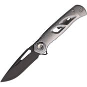 Dreamtech 4260CGB Damascus Drop Point Button Lock Knife Crystal Gray Titanium Handles