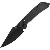 Kansept 1034V5 Fenrir Black Stonewash Wharncliffe Crossbar Lock Knife Twill Carbon Fiber Handles