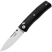 LionSTEEL TNN1GBK Nini 1 Satin Bohler Drop Point Crossbar Lock Knife Blk G10 Handles