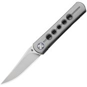 Kizer 34992A2 Feist 2 Stonewash Bohler Clip Point Framelock Knife Grey Titanium Handles