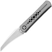 Kizer 34992A3 Feist 2 Stonewash Bohler Hawkbill Framelock Knife Grey Titanium Handles