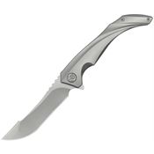 Kubey 387A Cyrus Bead Blast Bohler Skinner Framelock Knife Gray Titanium Handles