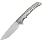 Kubey 389A Zazoo Bead Blast Bohler Drop Point Framelock Knife Sandblast Titanium Handles