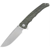 Kubey 389B Zazoo Bead Blast Bohler Drop Point Framelock Knife Flame Titanium Handles