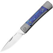 Kizer 2670A3 Little Grand Satin Bohler Drop Point Slip Joint Knife Grey Titanium Handles