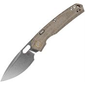 Vosteed A2213 Psyop Stonewash Top Linerlock Knife Green Micarta Handles