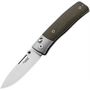 LionSTEEL TNN2CVG Nini 2 Satin Bohler Drop Point Crossbar Lock Knife Green Canvas Micarta Handles