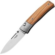LionSTEEL TNN2UL Nini 2 Satin Bohler Drop Point Crossbar Lock Knife Olive Wood Handles