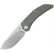 Kubey 388B Snorri Stonewash Bohler Drop Point Framelock Knife Flame Titanium Handles