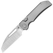 Kubey 435A Venom Top Satin Sheepsfoot Linerlock Knife Sandblast Titanium Handles