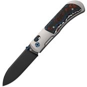 Kizer 4761A2 Tycho Clutch Black DLC Drop Point Lock Knife Grey Titanium Handles Nebula Fat Carbon Fiber