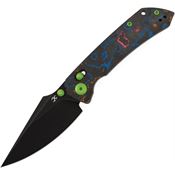 Kansept 1034V4 Fenrir Black Stonewash Wharncliffe Crossbar Lock Knife 80s Camo Carbon Fiber Handles