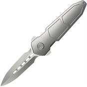 Kubey 416A Urban Dagger Satin False Edge Bohler Dagger Framelock Knife Sandblast Titanium Handles