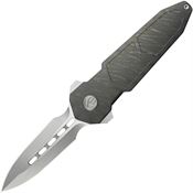 Kubey 416B Urban Dagger Satin False Edge Bohler Dagger Framelock Knife Flame Titanium Handles