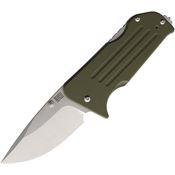 Main Street 009 Broadway Tumbled Drop Point Lockback Knife OD Green G10 Handles