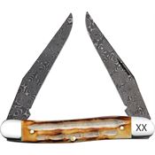 Case XX 27231 Damascus Muskrat Knife Burnt Bone Handle