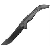 Kubey 387C Cyrus Black DLC Bohler Skinner Framelock Knife Black Titanium Handles