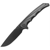 Kubey 389C Zazoo Black DLC Bohler Drop Point Framelock Knife Black DLC Titanium Handles
