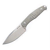 GiantMouse 12122 GMF2 Scout Stonewash Fixed Blade Knife Green Micarta Handles