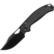 Kunwu X707XLF DJANGO Black DLC Elmax Clip Point Crossbar Lock Knife Carbon Fiber Handles