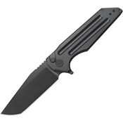 Kubey 462C Relentless Black DLC Bohler Tanto Button Lock Knife Black PVD Titanium Handles