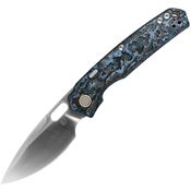 Vosteed A2208 Psyop Satin Top Linerlock Knife Artic Storm Carbon Fiber Handles