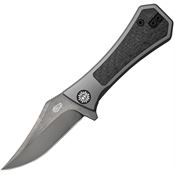 Auxiliary 002BK Deadhead Bowie Framelock Knife Black Titanium/Carbon Fiber Handles
