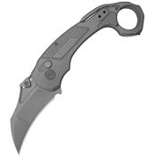 Kubey 463B Toucan Grey Stonewash finish Karambit Button Lock Knife Dark Stonewash Titanium Handles