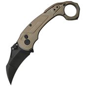 Kubey 463C Toucan BlackWash Karambit Button Lock Knife Bronze Titanium Handles