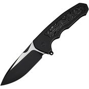 WE 23011D1 Starlash Flip Press Lock Knife Black Titanium/Foil Carbon Fiber Handles
