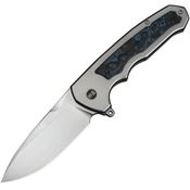 WE 23011D2 Starlash Flip Press Lock Knife Black Titanium/Storm Carbon Fiber Handles