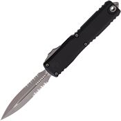 Microtech 1122411AP Auto Ultratech Gen IV D/E OTF Apocalyptic Part Serrated Double Edge Dagger Black Aluminum Handle