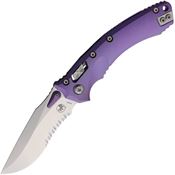 Microtech 18973 Amphibian Ram-Lok Stonewash Part Serrated Purple Haze Aluminum Handle