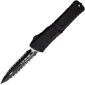 Microtech 1142D3T Auto Combat Troodon Gen III Two-Tone Serrated Dagger Black Aluminum Handle