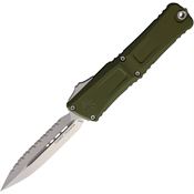 Microtech 114212OD Auto Combat Troodon Gen III Stonewash Serrated Dagger OD Green Aluminum Handle
