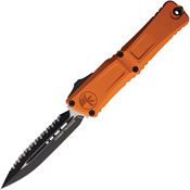 Microtech 11423OR Auto Combat Troodon Gen III Two-Tone Serrated Dagger Orange Aluminum Handle