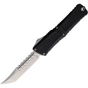 Microtech 121910S Auto Combat Troodon Hellhound Stonewash Tanto Black Aluminum Handle