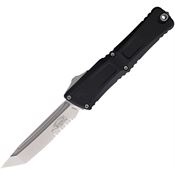 Microtech 114411 Auto Combat Troodon GenIII Stonewash Part Serrated Tanto Black Aluminum Handle