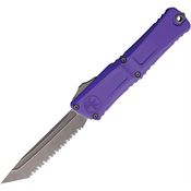 Microtech 114412APPU Auto Combat Troodon GenIII Apocalyptic Serrated Tanto Purple Aluminum Handle