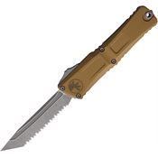 Microtech 114412APTA Auto Combat Troodon GenIII Apocalyptic Serrated Tanto Tan Aluminum Handle