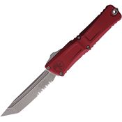 Microtech 114411APMR Auto Combat Troodon GenIII Apocalyptic Part Serrated Tanto Merlot Aluminum Handle