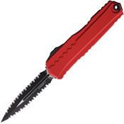 Microtech 1242D3RD Auto Cypher II OTF Two-Tone Serrated Double Edge Dagger Red Aluminum Handle