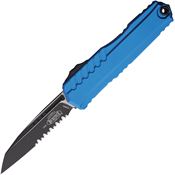 Microtech 12412BL Auto Cypher II OTF Two-Tone Part Serrated Blue Aluminum Handle