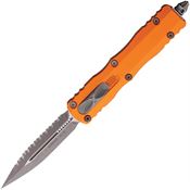 Microtech 22512APOR Auto Dirac Apocalyptic Serrated Dagger Orange Aluminum Handle