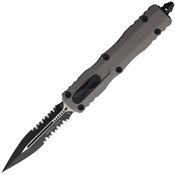 Microtech 2252NC Auto Dirac Two-Tone Part Serrated Double Edge Dagger Gray Aluminum Handle