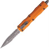 Microtech 22511APOR Auto Dirac Apocalyptic Part Serrated Double Edge Dagger Orange Aluminum Handle