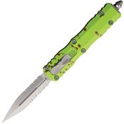Microtech 22511Z Auto Dirac Stonewash Part Serrated Dagger ZOMBIE-TECH Handle
