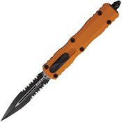 Microtech 2252OT Auto Dirac Two-Tone Part Serrated Dagger Tangerine Aluminum Handle