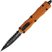Microtech 2253OT Auto Dirac Two-Tone Serrated Dagger Tangerine Aluminum Handle